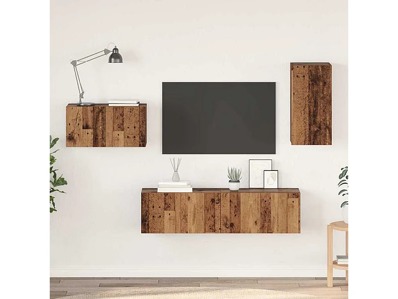 Tv-meubelset 4 pcs Oud hout 30,5 x 30 x 60 cm Bewerkt hout