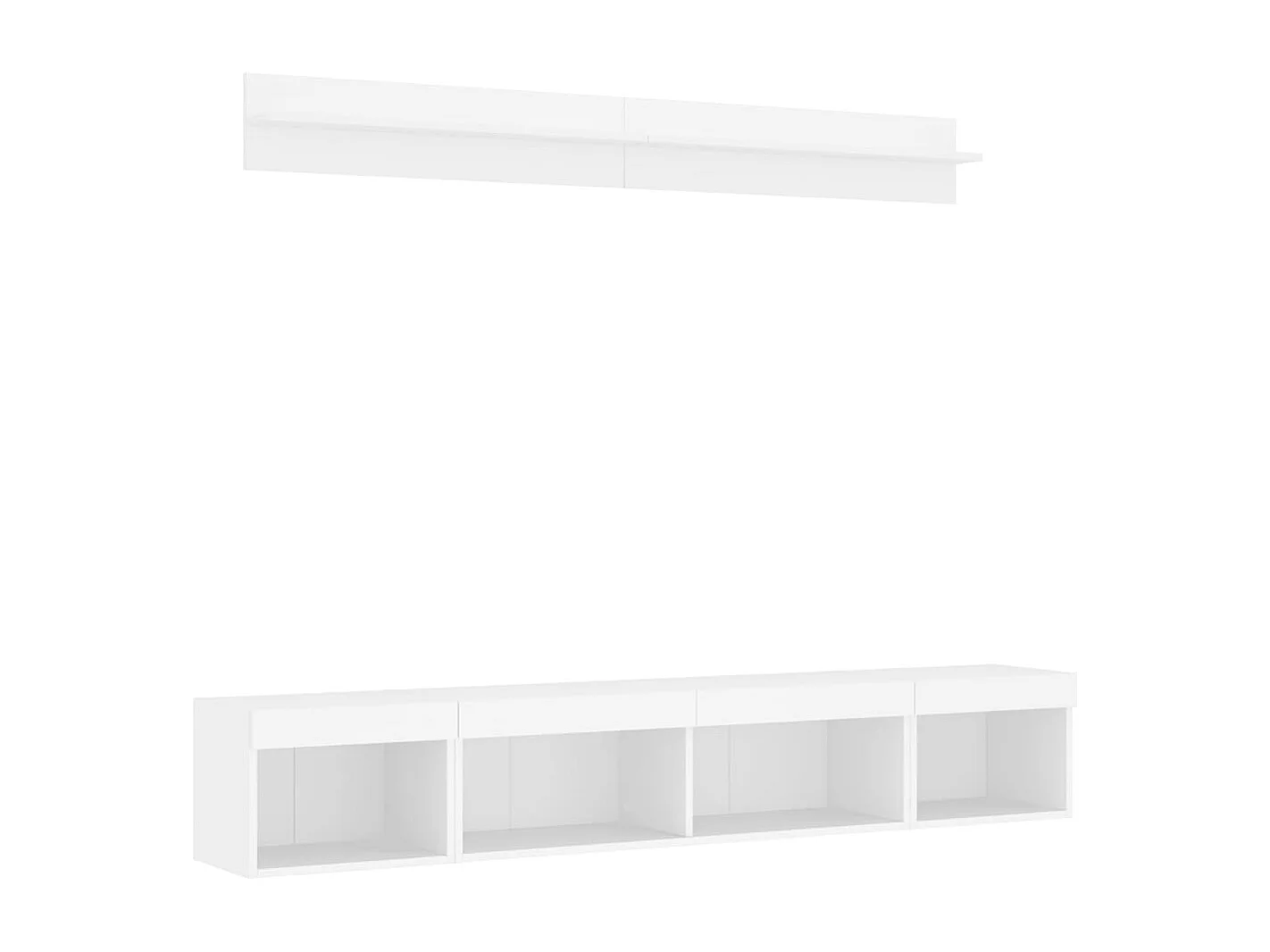 Unités murales TV avec LED 5 pièces blanc bois d'ingénierie