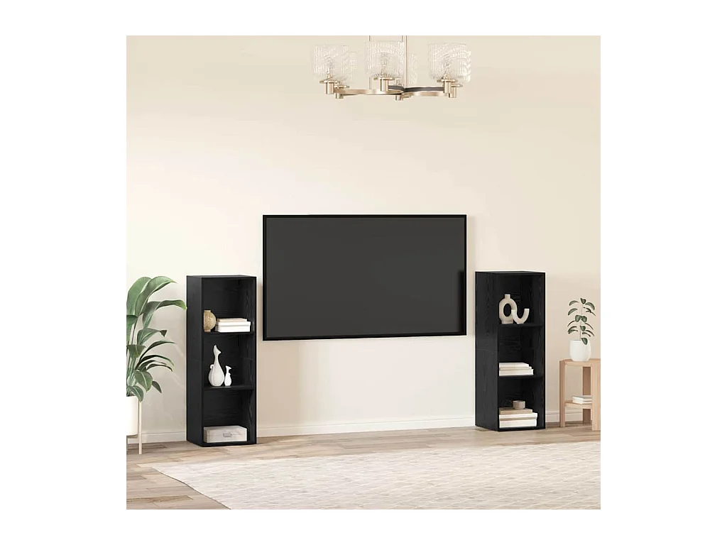 Conjunto de mueble de TV 2 pcs Roble negro 107 x 35 x 37 cm