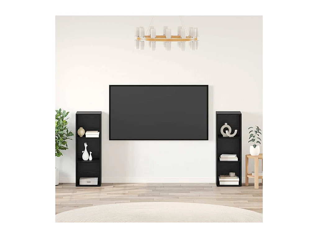 Ensemble meuble TV 2 pièces Chêne noir 107 x 35 x 37 cm
