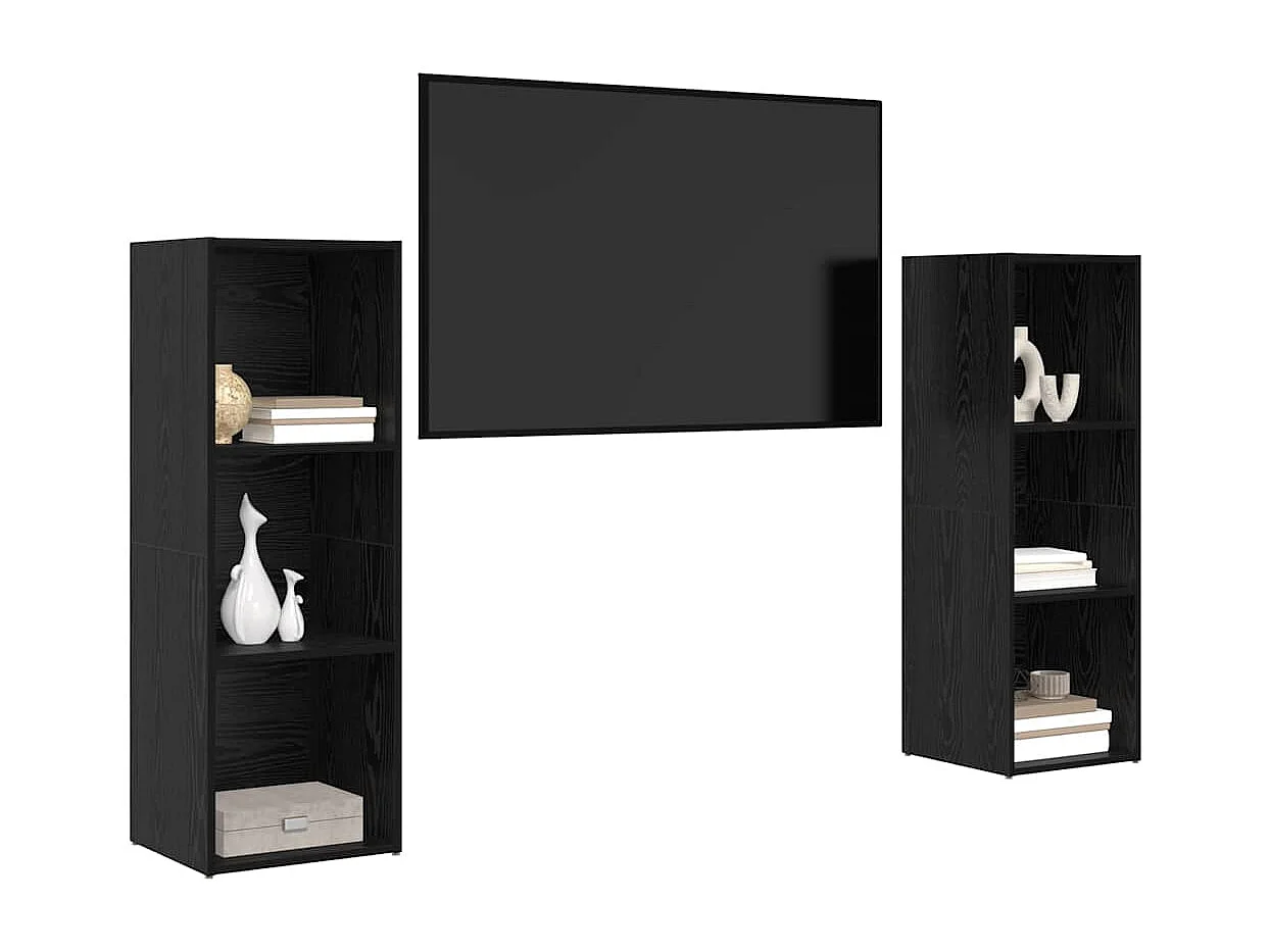 Ensemble meuble TV 2 pièces Chêne noir 107 x 35 x 37 cm