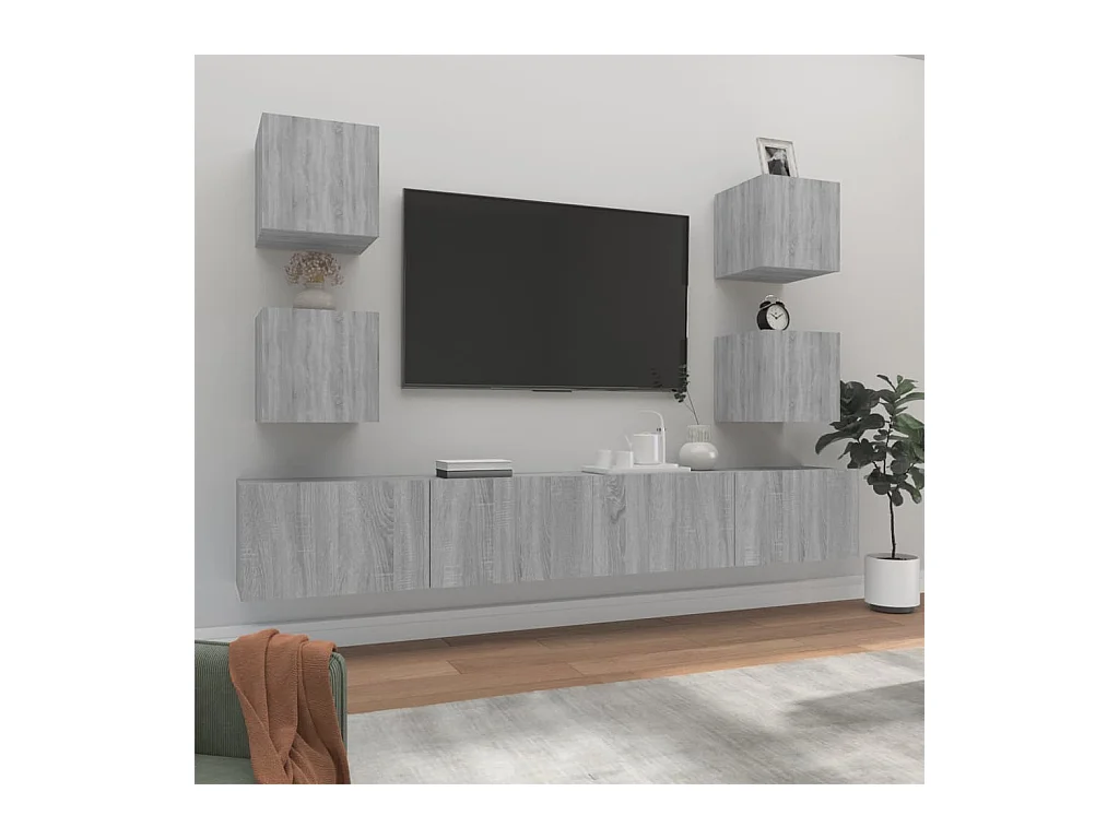 Ensemble de meubles TV 6 pièces Sonoma gris Bois d'ingénierie