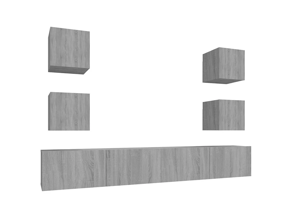Ensemble de meubles TV 6 pièces Sonoma gris Bois d'ingénierie