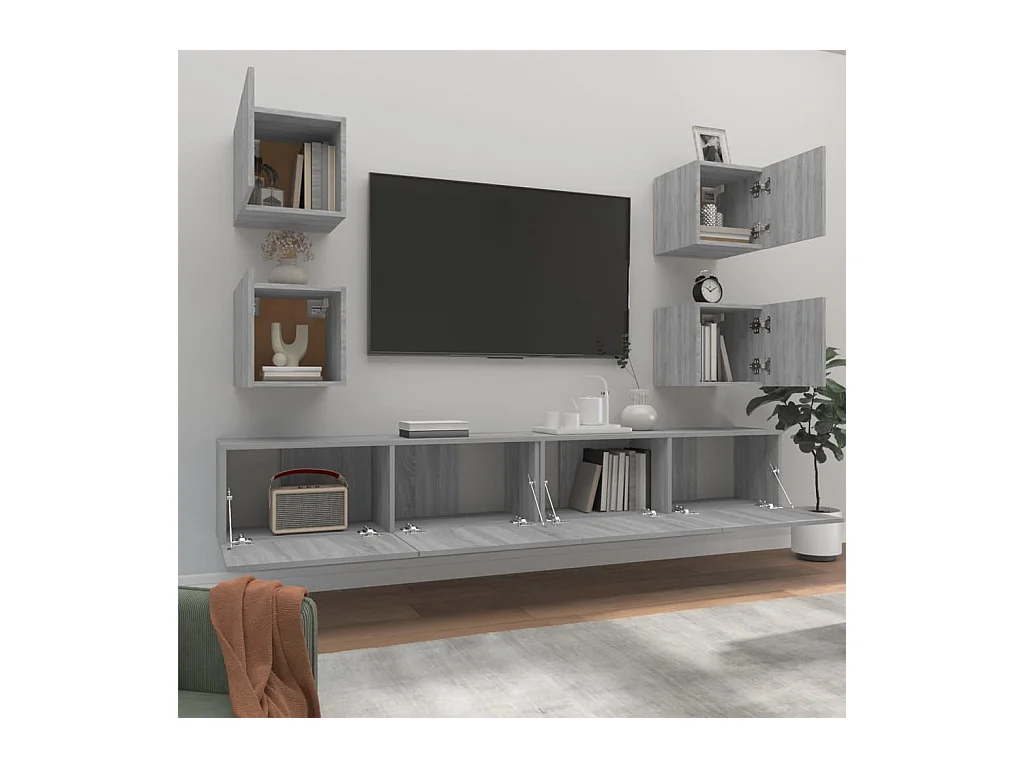 Ensemble de meubles TV 6 pièces Sonoma gris Bois d'ingénierie
