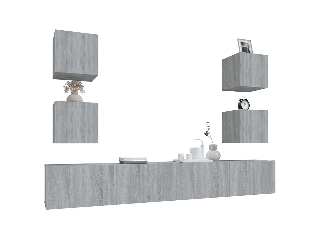 Ensemble de meubles TV 6 pièces Sonoma gris Bois d'ingénierie