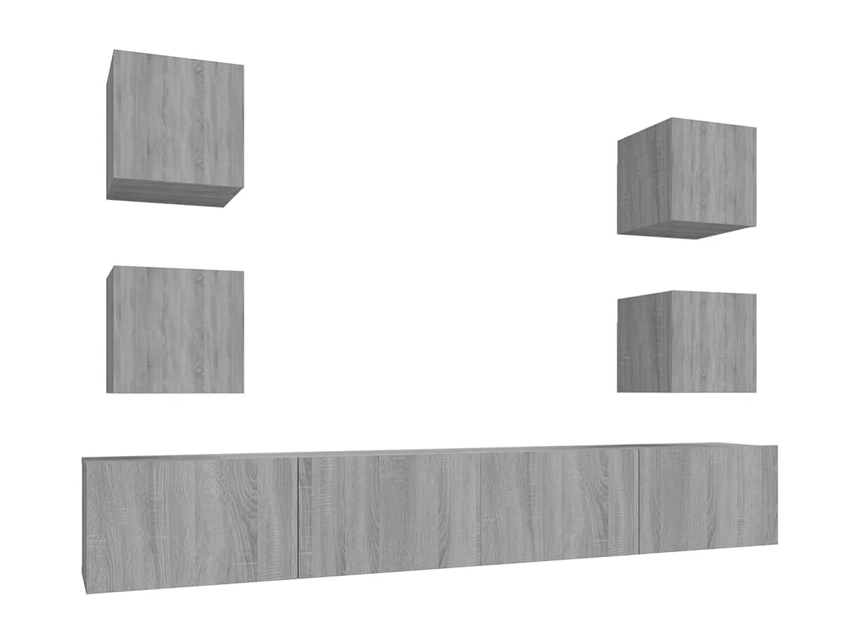Ensemble de meubles TV 6 pièces Sonoma gris Bois d'ingénierie