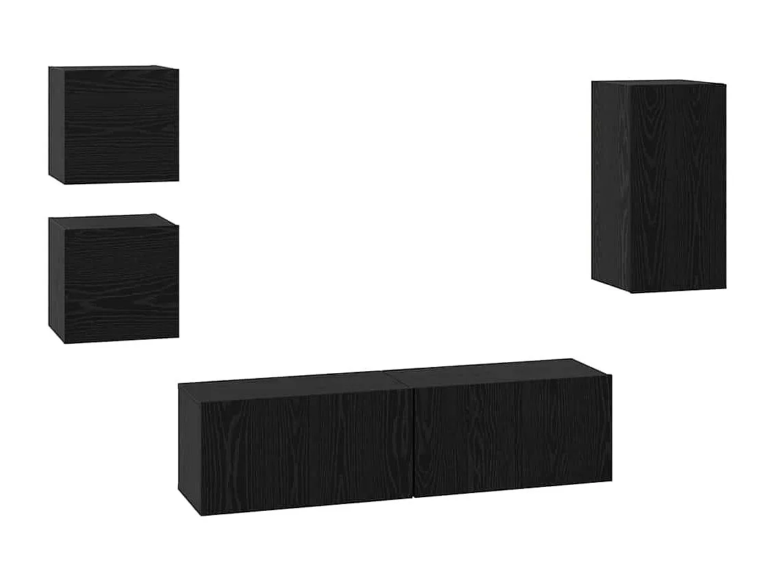 Conjunto de mueble de TV 5 pcs Roble negro Madera contrachapada