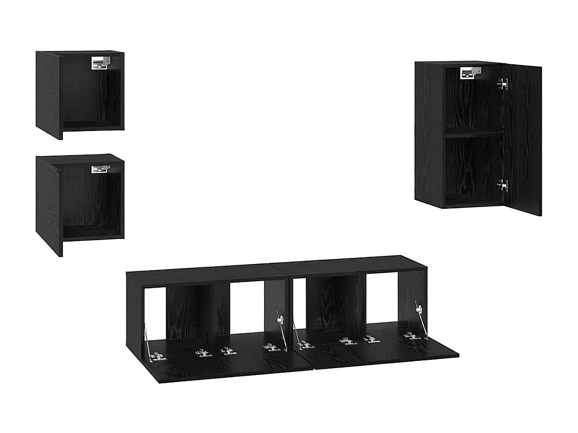 Conjunto de mueble de TV 5 pcs Roble negro Madera contrachapada
