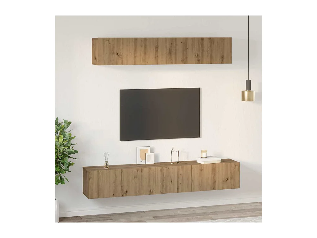Ensemble meuble TV 5 pièces chêne artisanal 100 x 30 x 30 cm