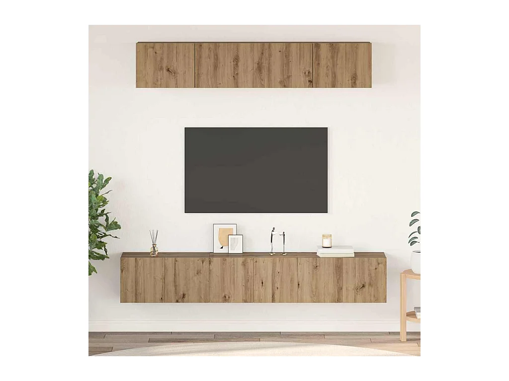 Conjunto de mueble de TV 5 pcs Roble artisan 100 x 30 x 30 cm