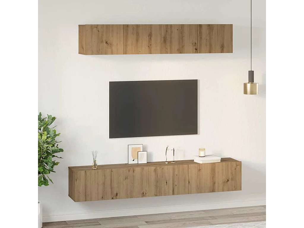 Ensemble meuble TV 5 pièces chêne artisanal 100 x 30 x 30 cm