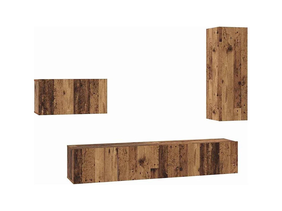 Ensemble meuble TV 4 pièces Bois ancien 30,5 x 30 x 90 cm