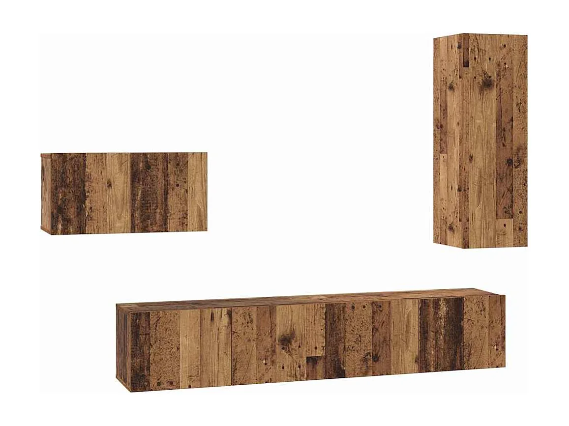Ensemble meuble TV 4 pièces Bois ancien 30,5 x 30 x 90 cm