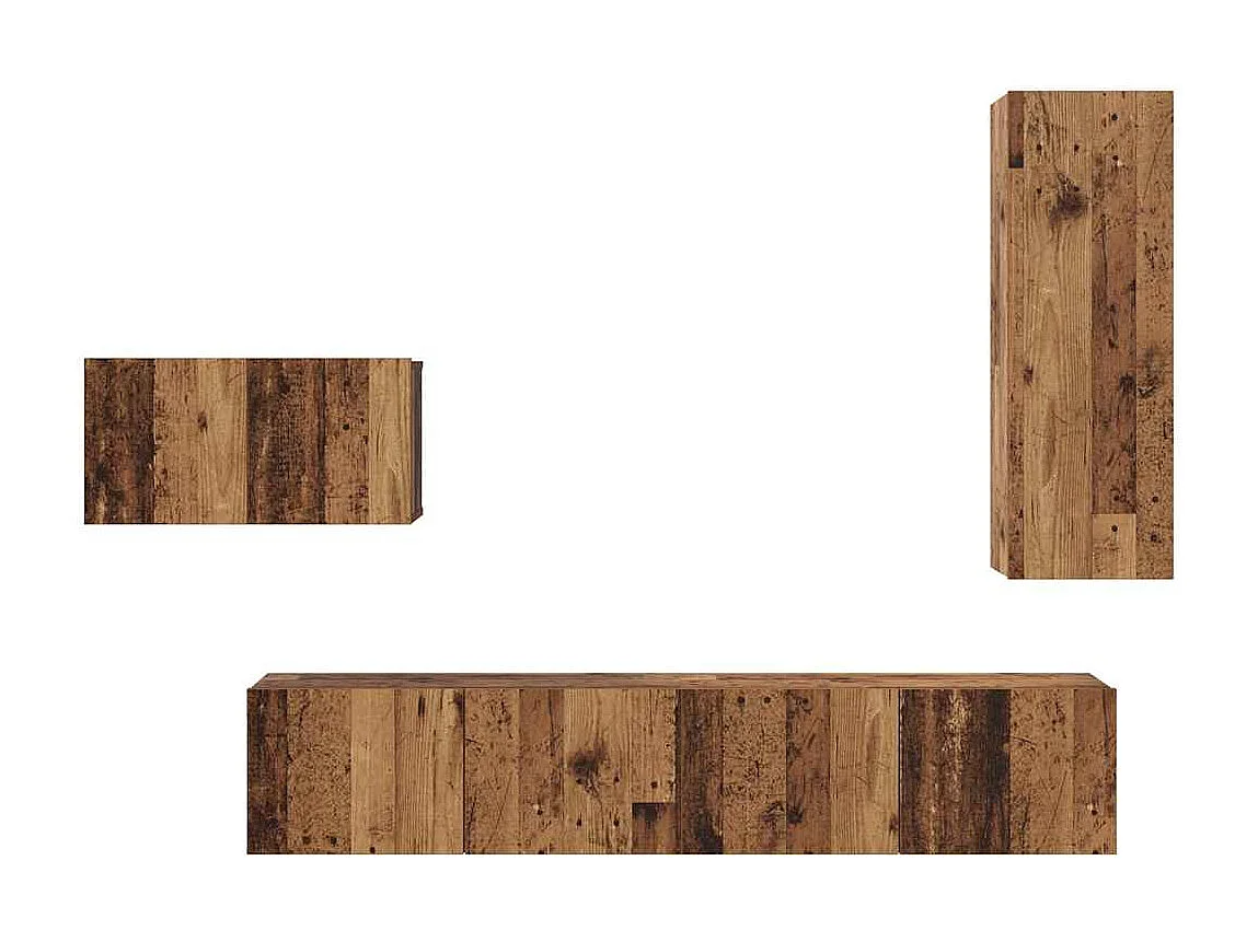 Ensemble meuble TV 4 pièces Bois ancien 30,5 x 30 x 90 cm