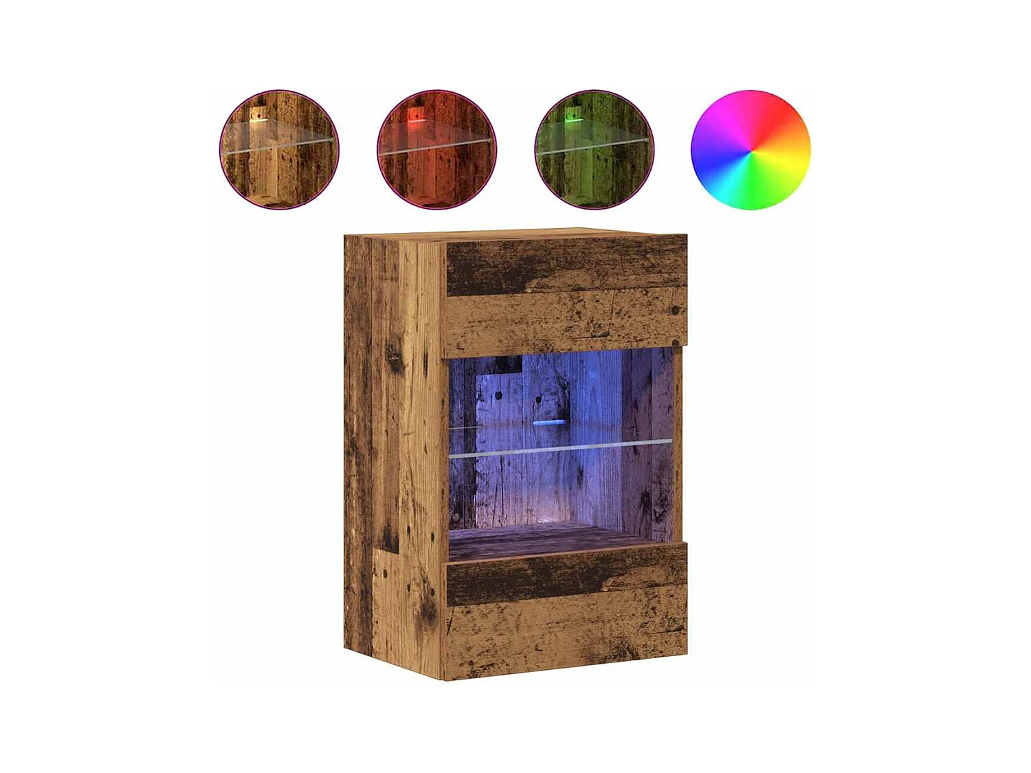 Armarios de pared con luces LED para TV 2 uds envejecida 40x30x60,5cm