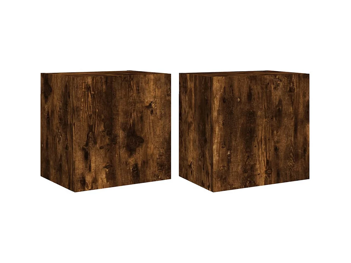 Meubles TV muraux 2 pièces chêne fumé 40,5x30x40cm bois ingénierie