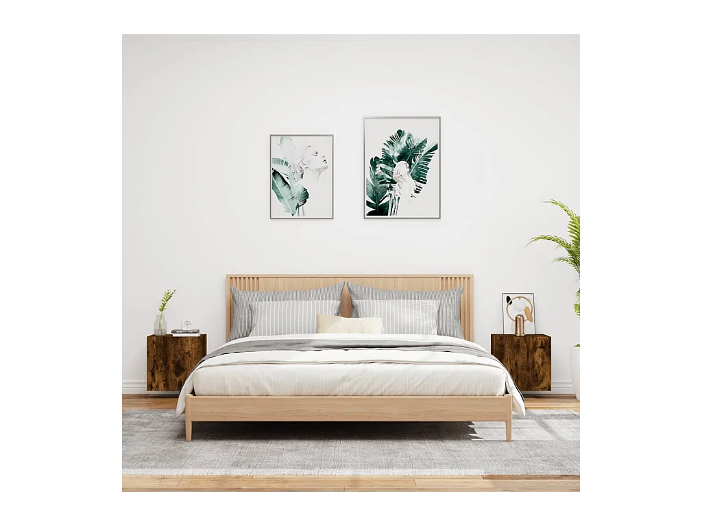 Meubles TV muraux 2 pièces chêne fumé 40,5x30x40cm bois ingénierie