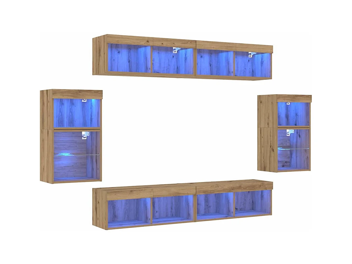 Meuble TV Montage mural 8 pièces chêne artisanal