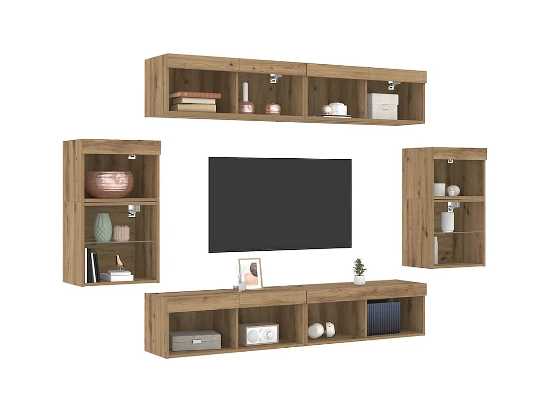 Meuble TV Montage mural 8 pièces chêne artisanal