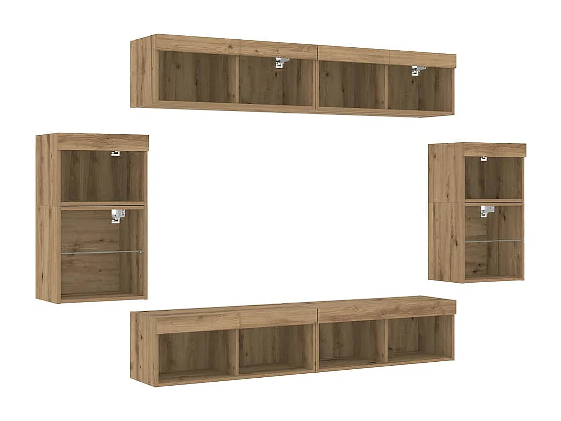 Meuble TV Montage mural 8 pièces chêne artisanal
