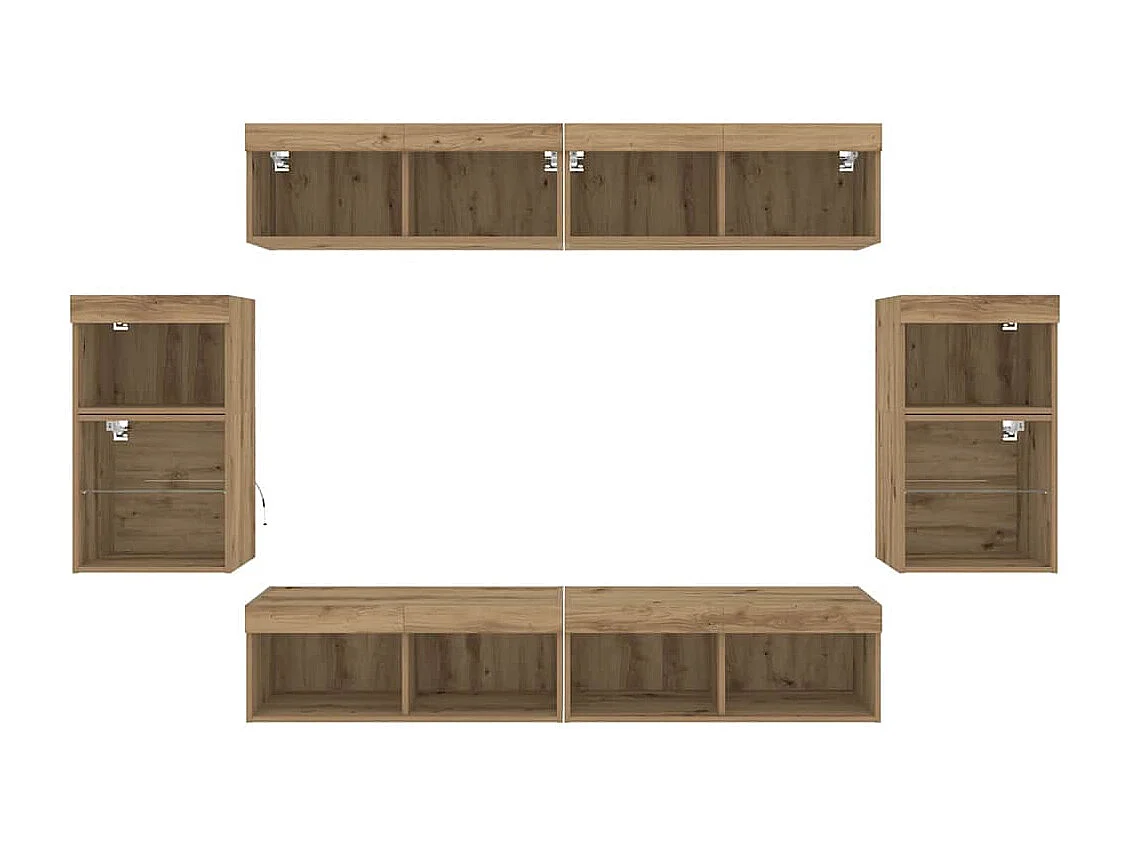 Meuble TV Montage mural 8 pièces chêne artisanal