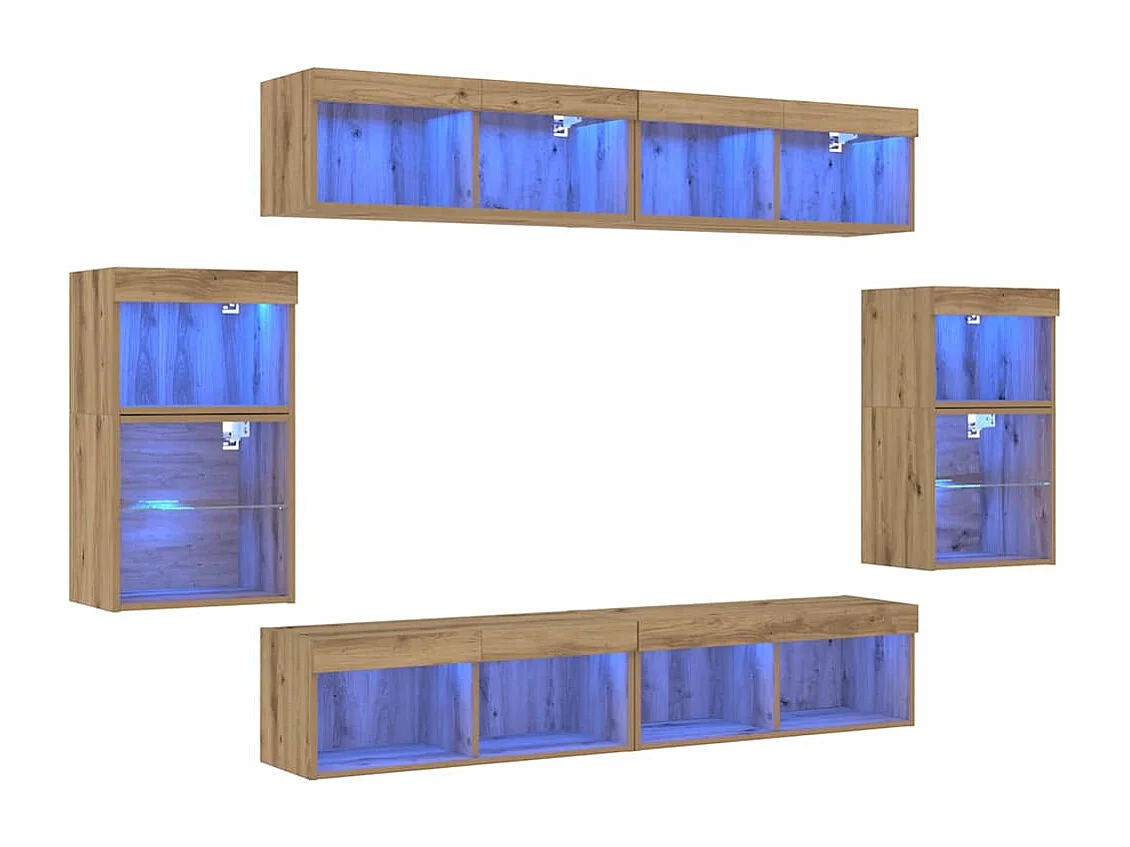 Entertainment Centrum 8 pcs artisanaal eikenkleurig