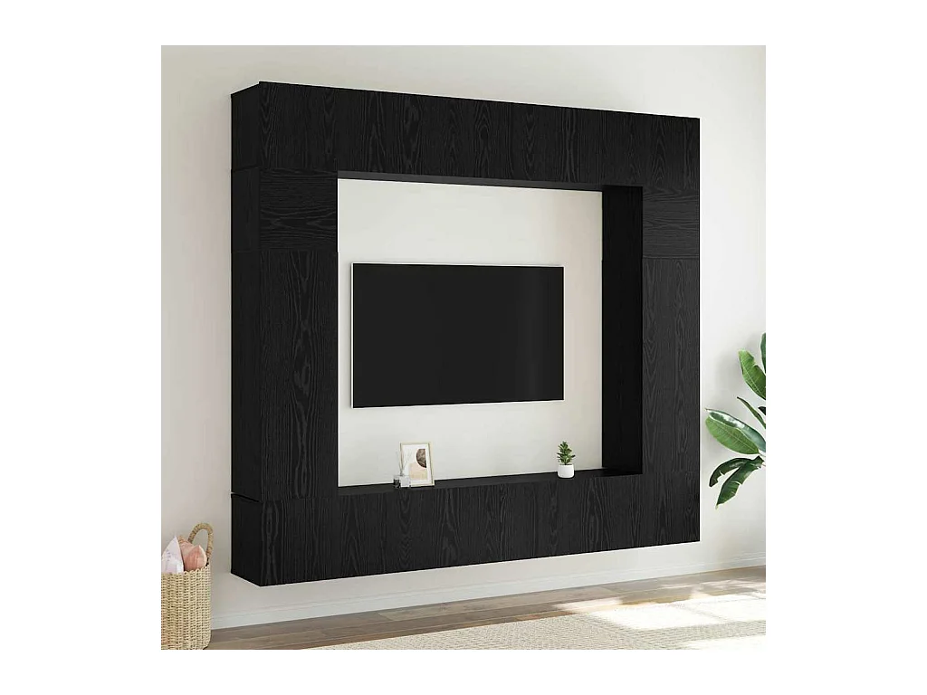 Ensemble meuble TV 8 pièces Chêne noir 100 x 30 x 30 cm