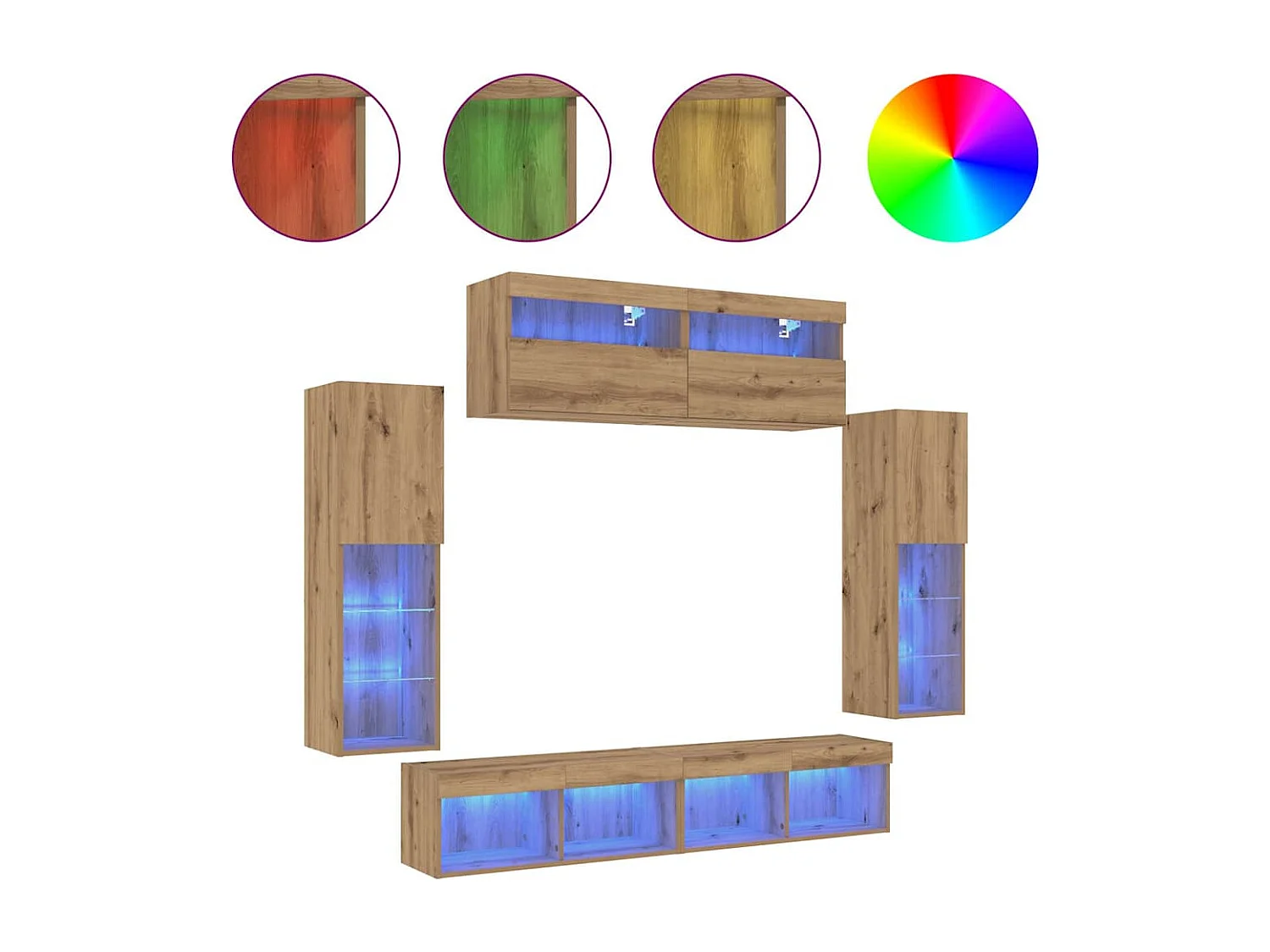 Tv Wandkast Set Wandgemonteerd 6 pcs artisanaal eikenkleurig