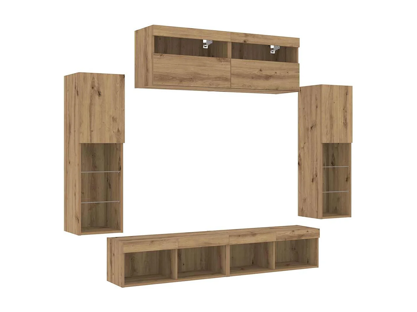 Tv Wandkast Set Wandgemonteerd 6 pcs artisanaal eikenkleurig