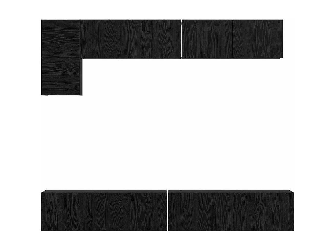 Ensemble meuble TV Montage mural 5 pièces Chêne noir