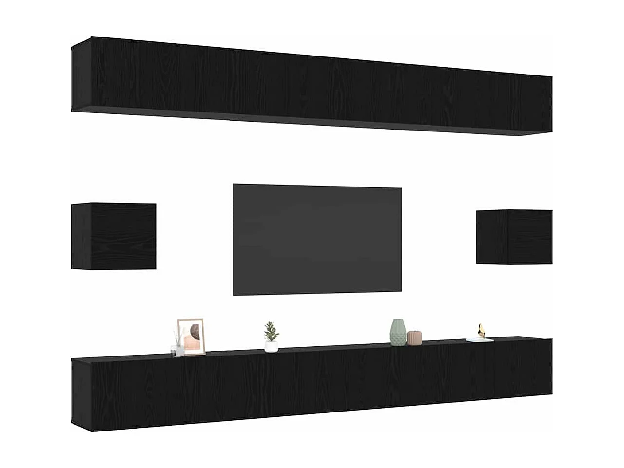 Ensemble meuble TV 8 pièces Chêne noir 100 x 30 x 30 cm