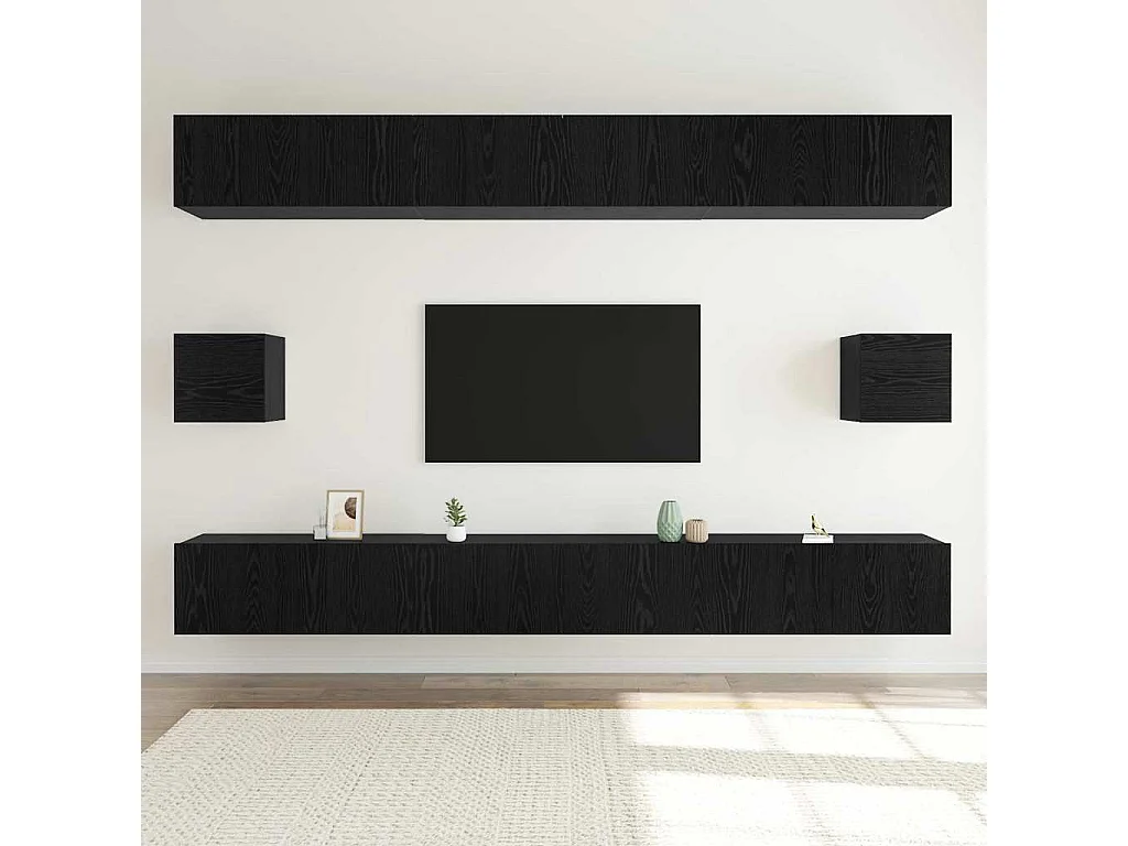Ensemble meuble TV 8 pièces Chêne noir 100 x 30 x 30 cm