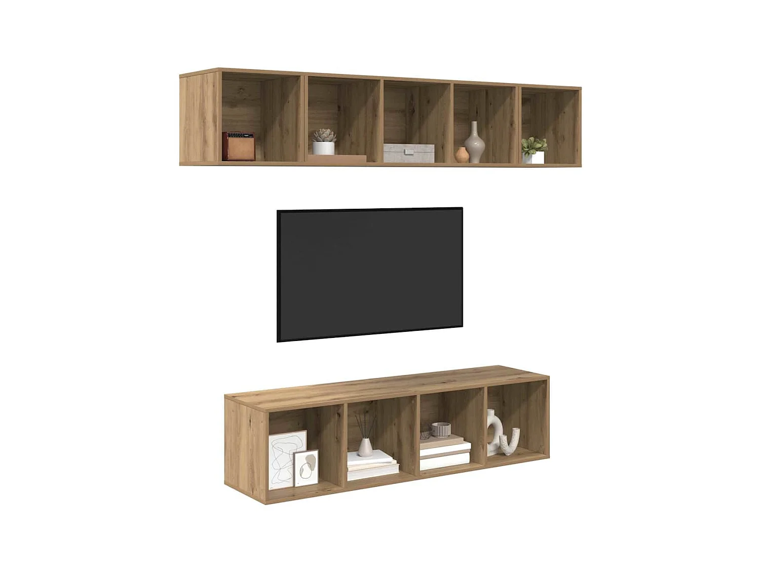 Ensemble meuble TV 4 pièces chêne artisanal 37 x 37 x 142.5 cm