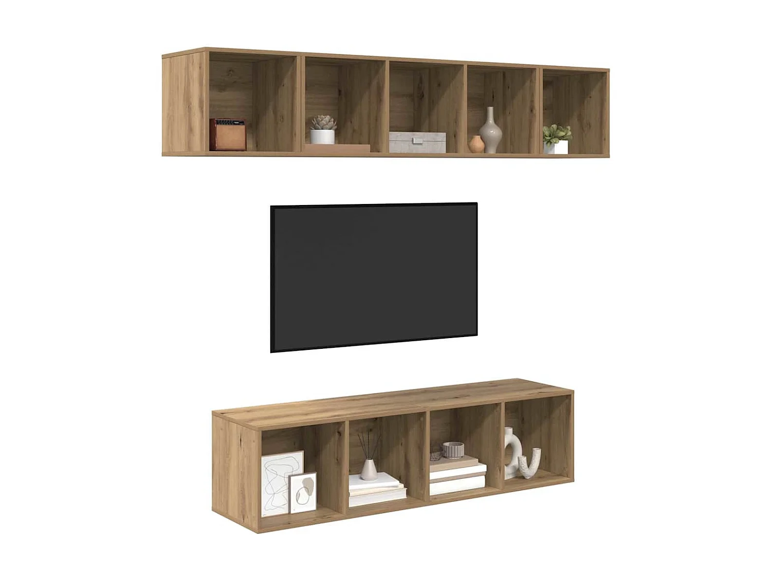 Ensemble meuble TV 4 pièces chêne artisanal 37 x 37 x 142.5 cm