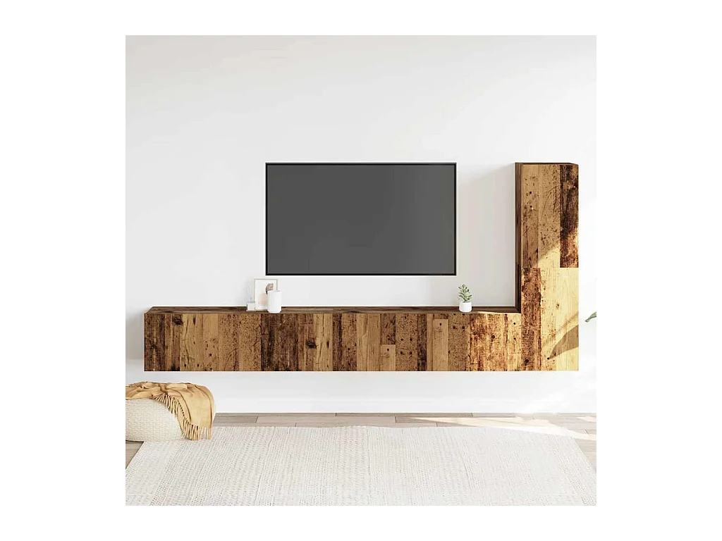 Meubles TV muraux 3 pièces vieux bois bois d'ingénierie