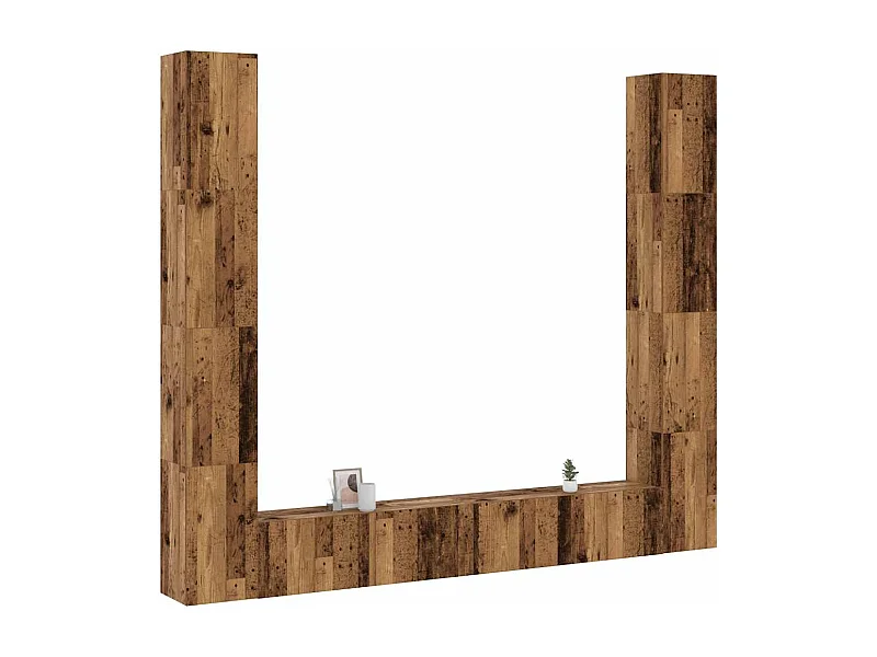 Muebles de TV de pared 6 uds madera vieja madera de ingeniería