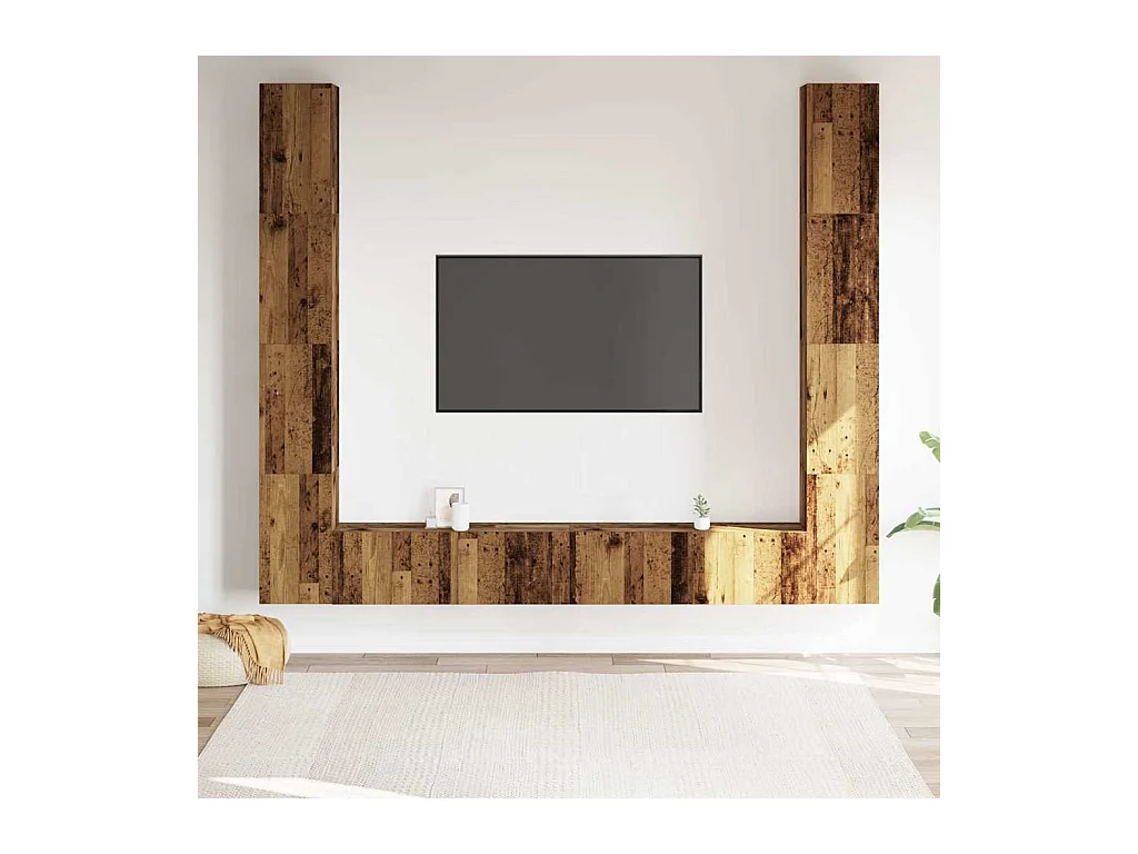 Meubles TV muraux 6 pièces vieux bois bois d'ingénierie