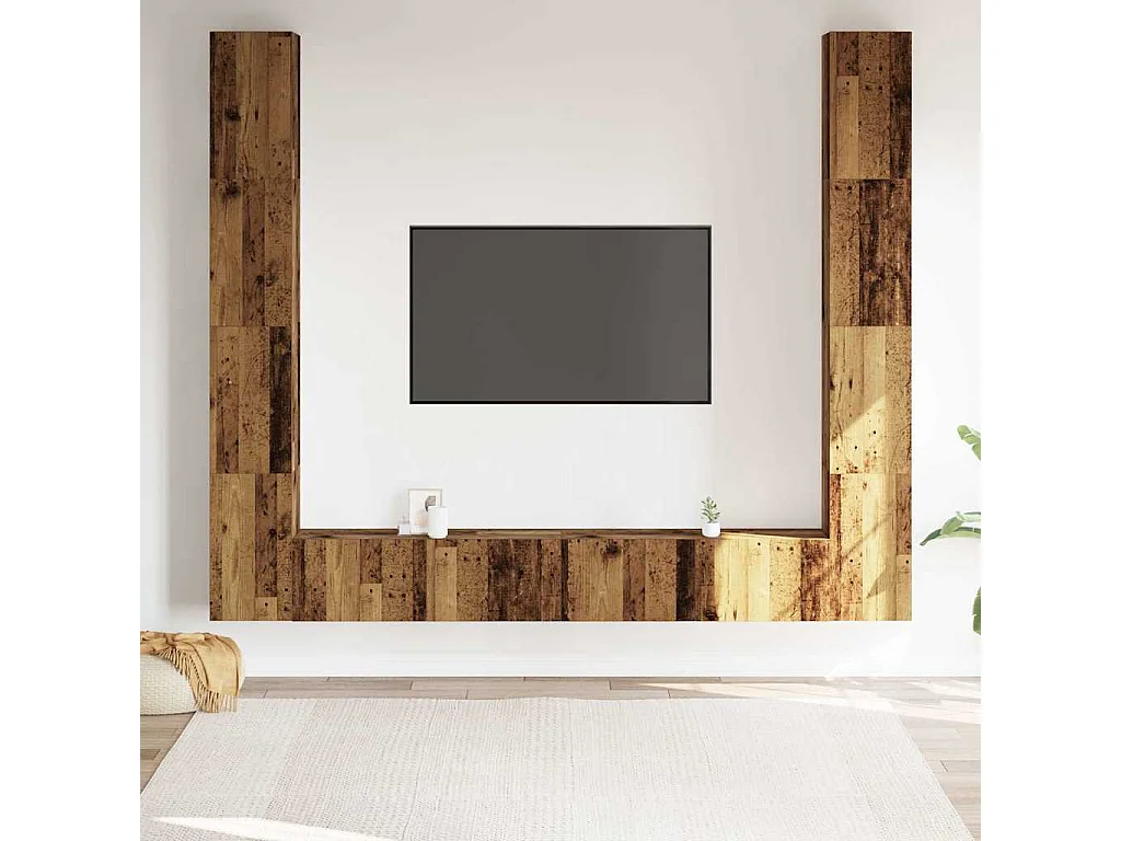 armários de TV montados na parede 6 peças madeira velha