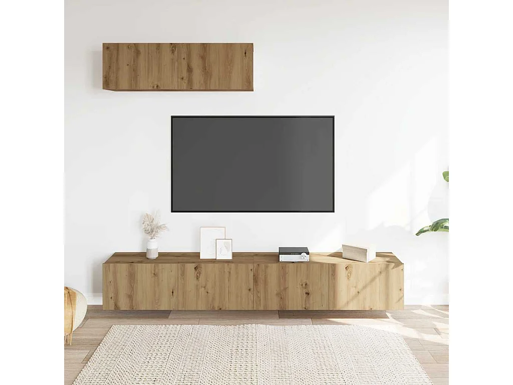 Meubles TV muraux 3 pièces chêne artisanal 100x30x30 cm