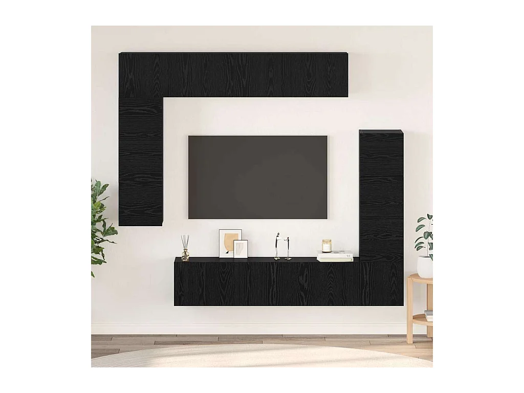 Ensemble meuble TV 8 pièces Chêne noir 80 x 30 x 30 cm