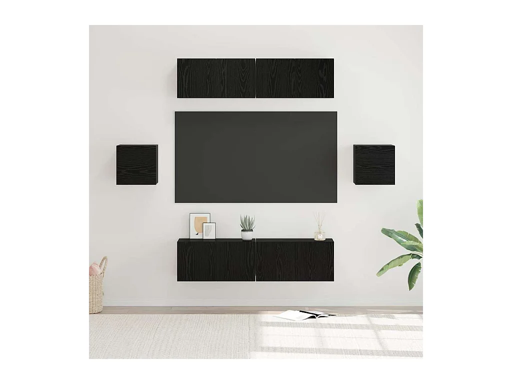 Ensemble meuble TV 6 pièces Chêne noir 60 x 30 x 30 cm