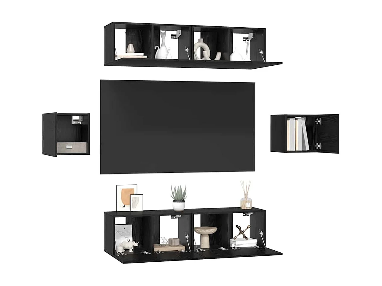 Conjunto de mueble de TV 6 pcs Roble negro 60 x 30 x 30 cm