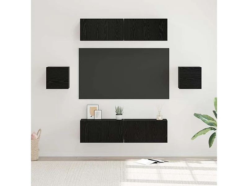 Conjunto de mueble de TV 6 pcs Roble negro 60 x 30 x 30 cm