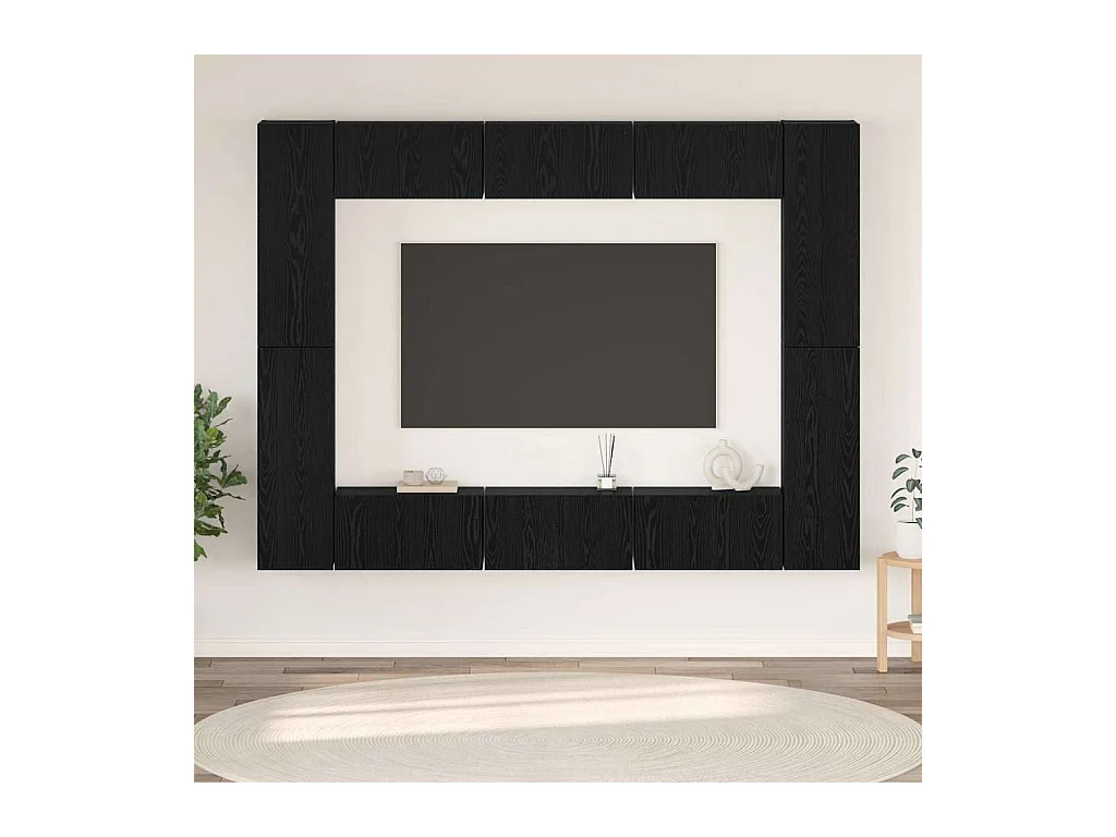 Ensemble meuble TV 10 pièces Chêne noir Moyen 30,5 x 30 x 90 cm