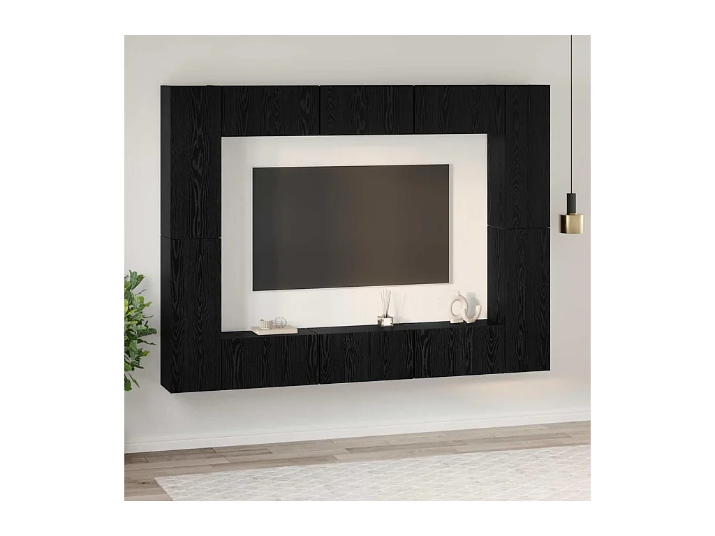 Ensemble meuble TV 10 pièces Chêne noir Moyen 30,5 x 30 x 90 cm