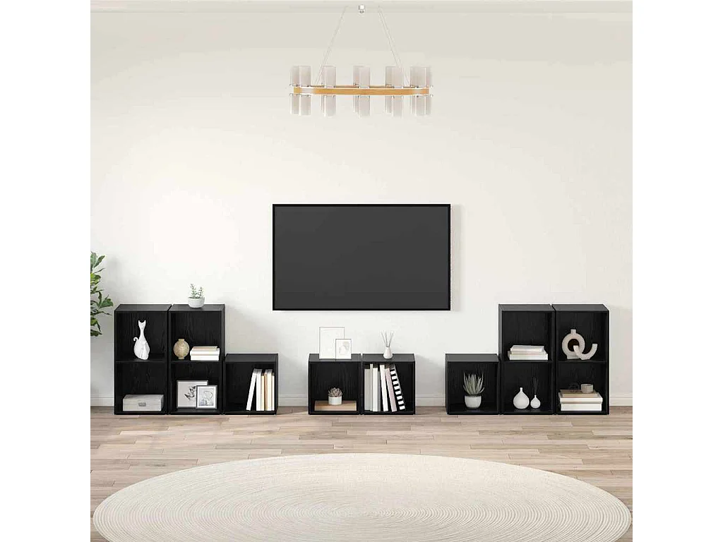 Ensemble de meubles TV 8 pièces Chêne noir 37 x 35 x 72 cm