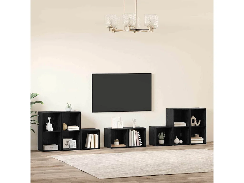 Ensemble de meubles TV 8 pièces Chêne noir 37 x 35 x 72 cm