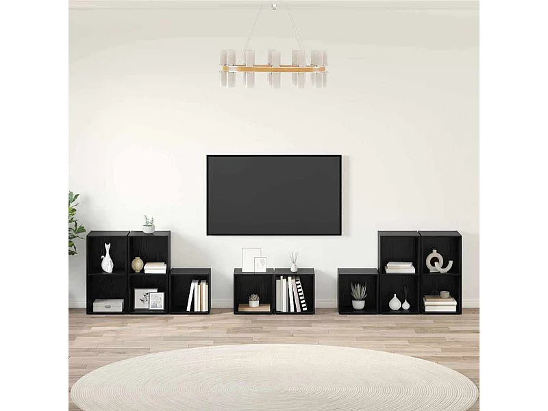 Ensemble de meubles TV 8 pièces Chêne noir 37 x 35 x 72 cm