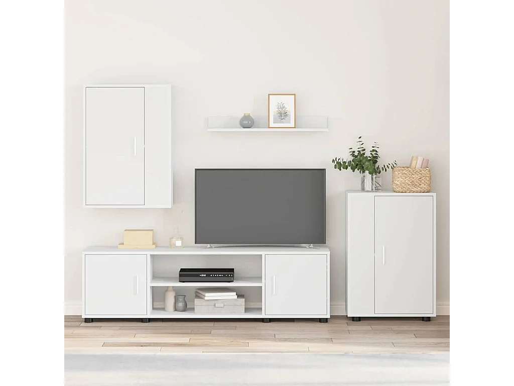 Ensemble de meuble TV 4 pièces 4 pièces Blanc Bois d'ingénierie