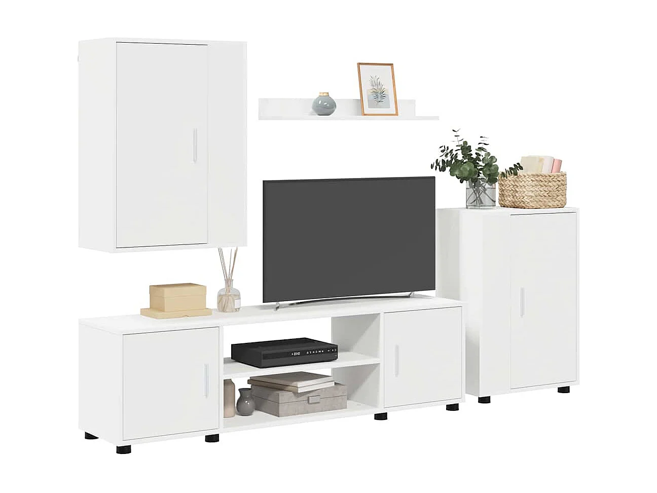 Ensemble de meuble TV 4 pièces 4 pièces Blanc Bois d'ingénierie